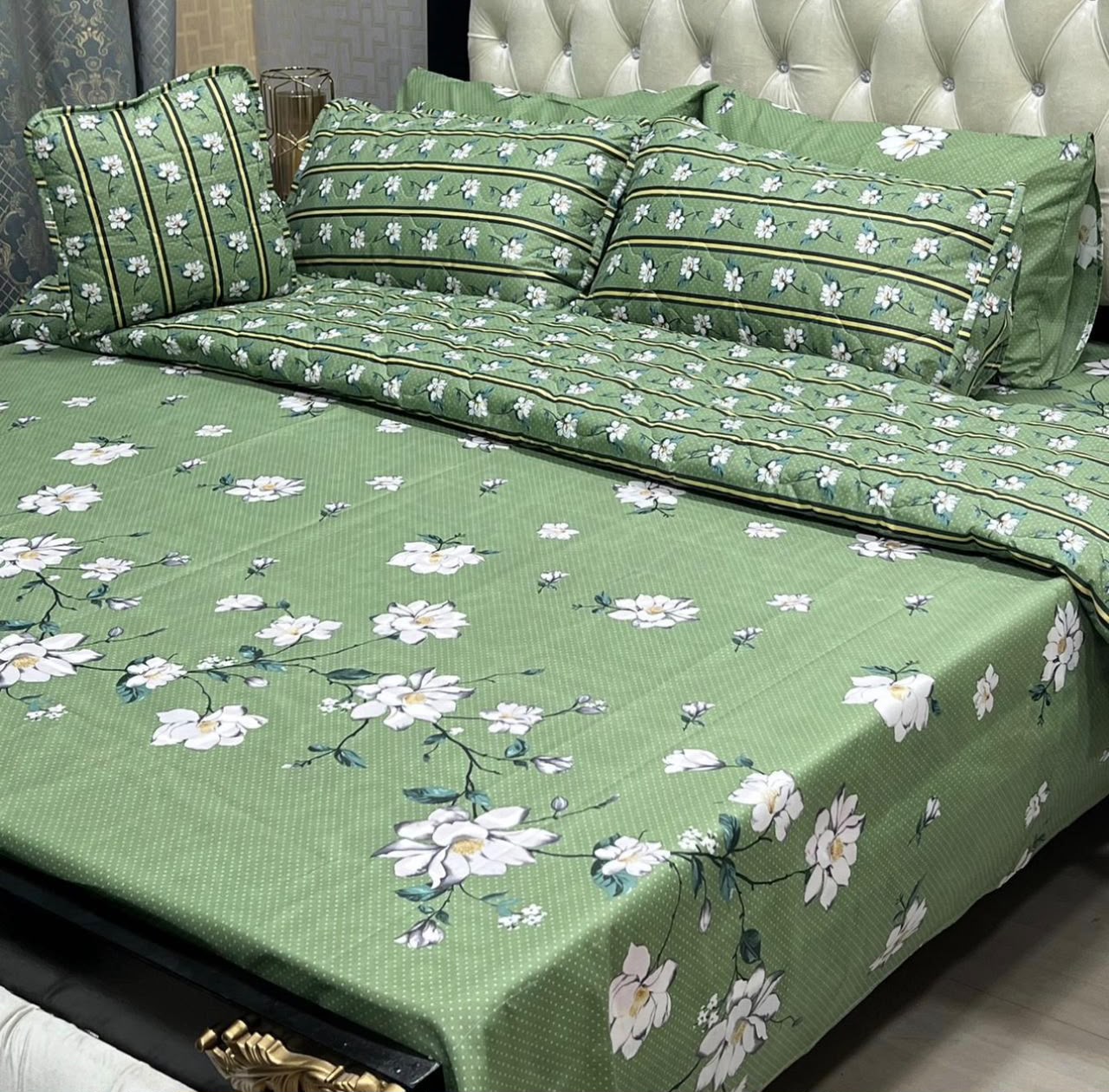 7-Piece Sage Green Floral Comforter Set