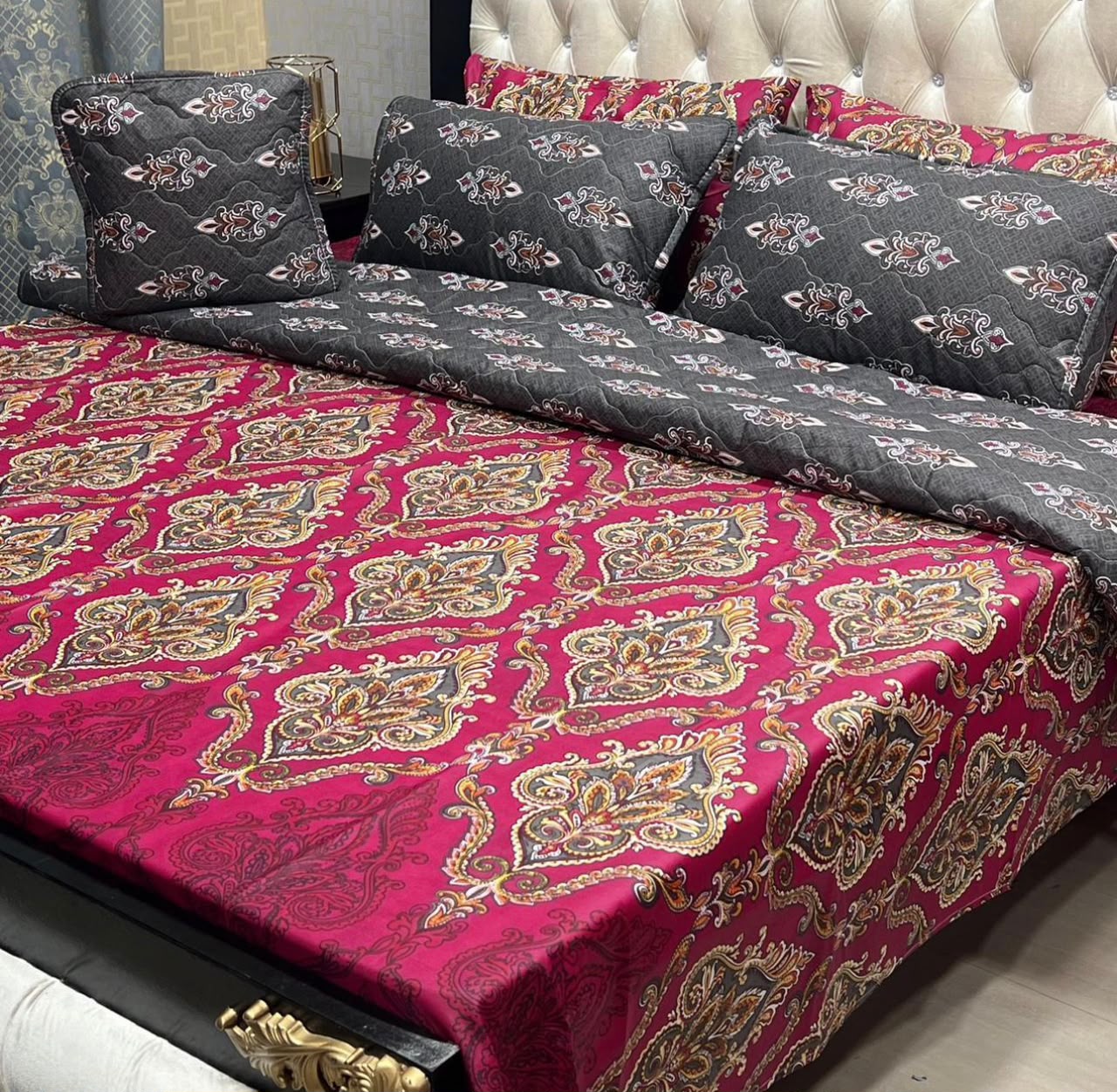 7-Piece Magenta Paisley Comforter Set