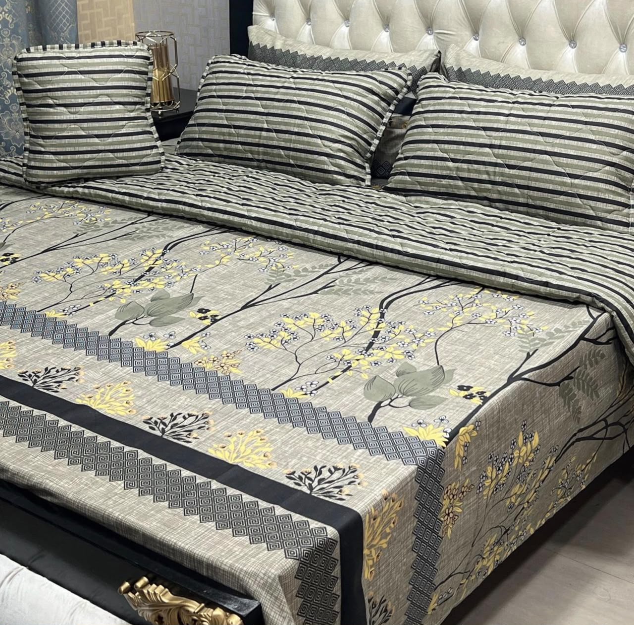 7-Piece Grey Botanical Comforter Set