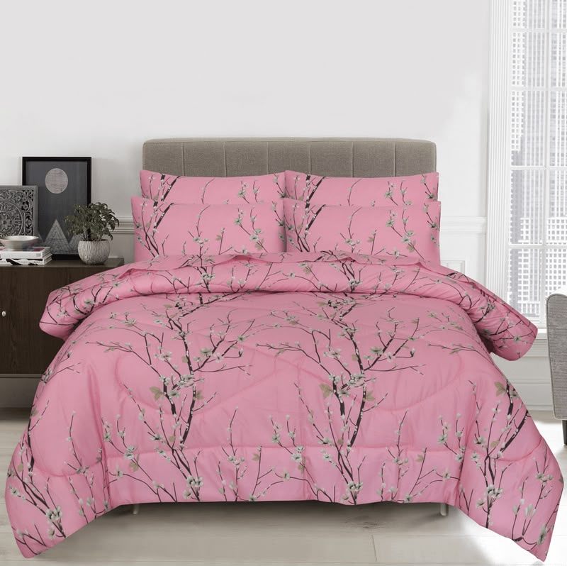 Blossom Pink Floral Comforter Set –