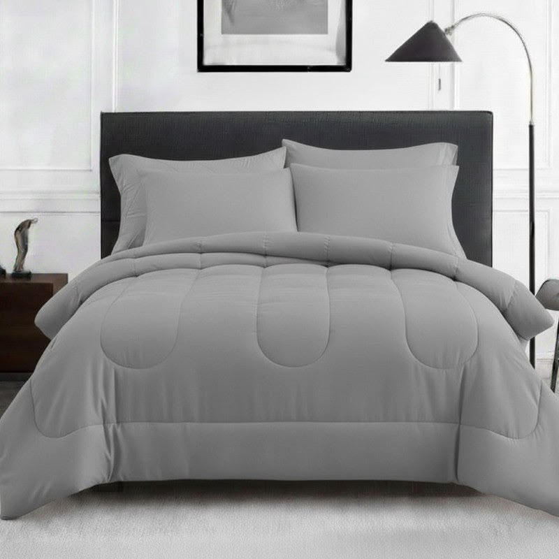Luxury Solid Grey Comforter Set