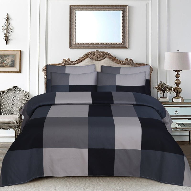 Modern Charcoal Checkered Comforter Set