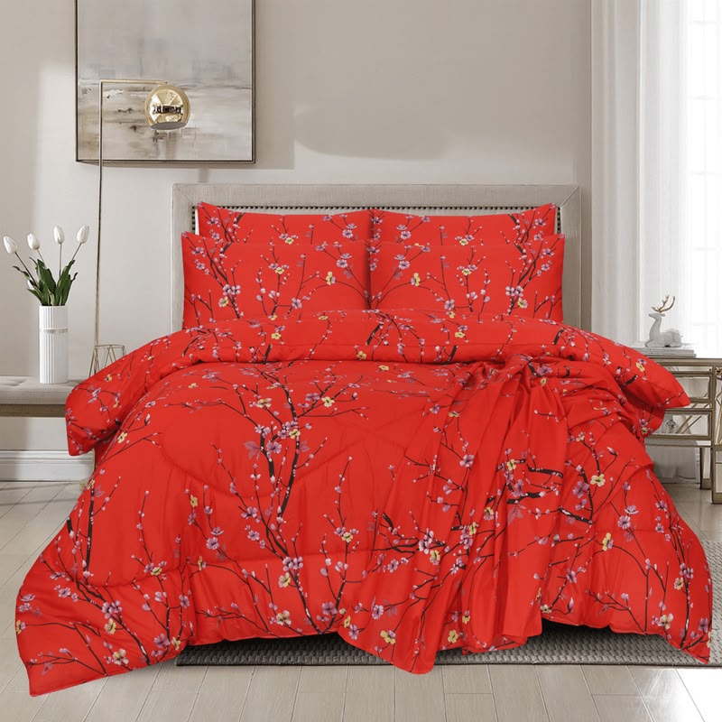 Cherry Blossom Red Comforter Set