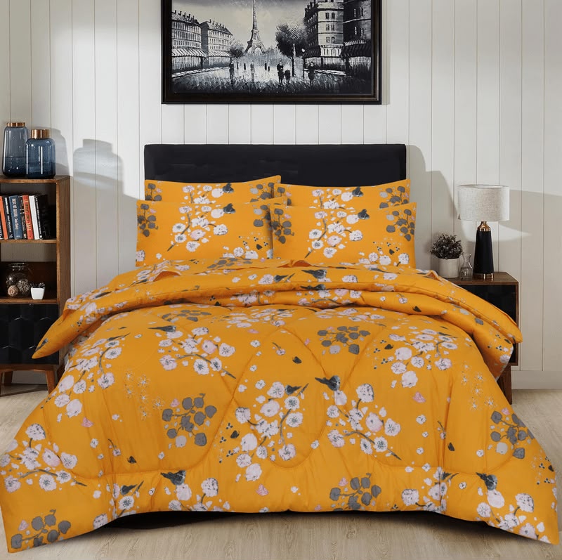 Golden Blossom Comforter Set