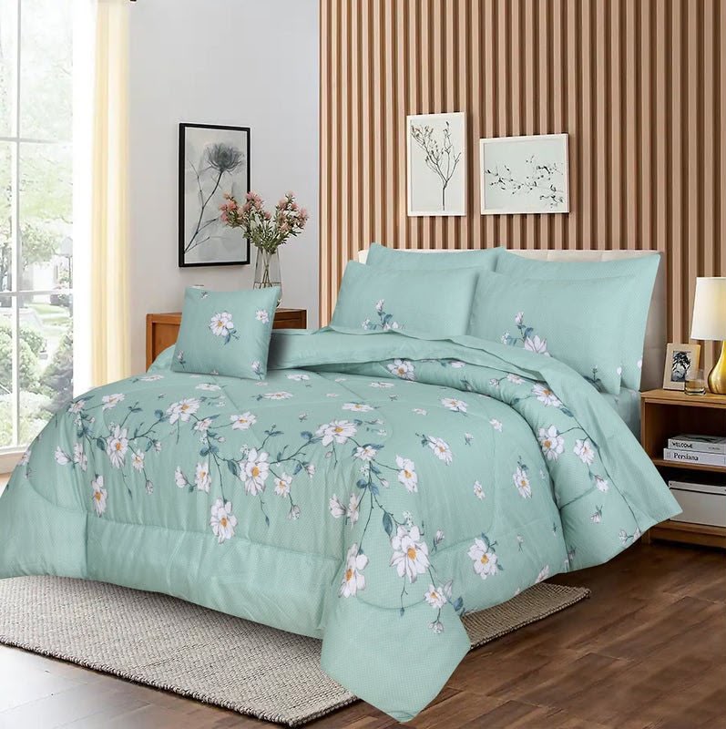 Mint Daisy Floral Comforter Set