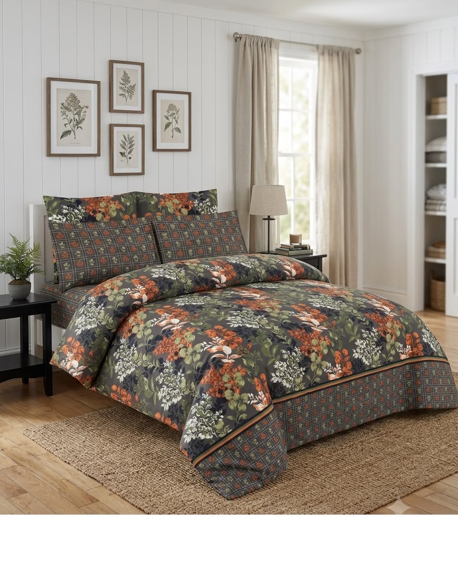 Elegant Cotton Floral Bed Sheet Set