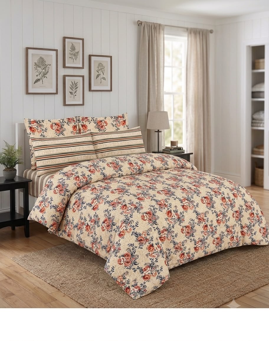Vintage Floral Cotton Bedsheet Set