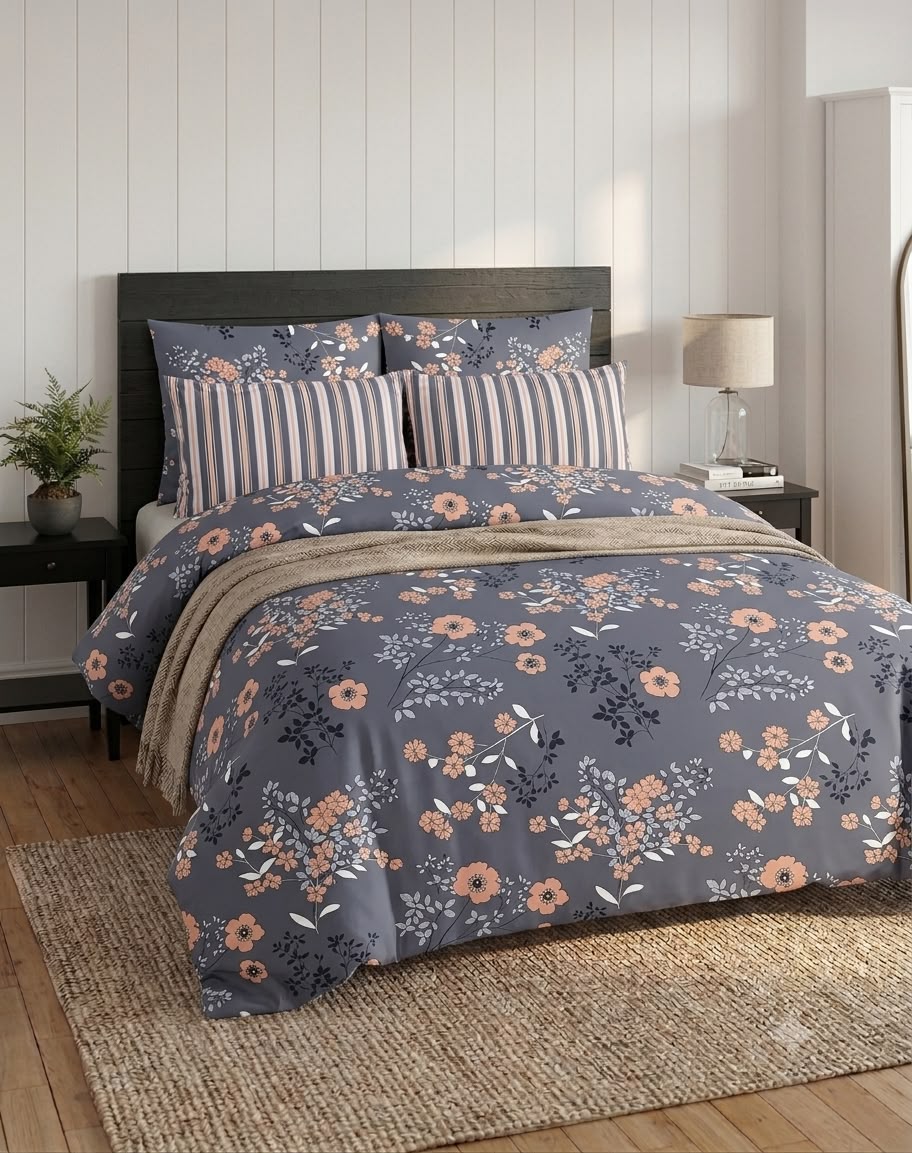 Misty Bloom Cotton Bedsheet Set