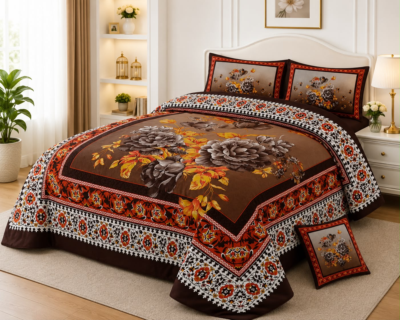 Rustic Floral Premium Bedsheet Set