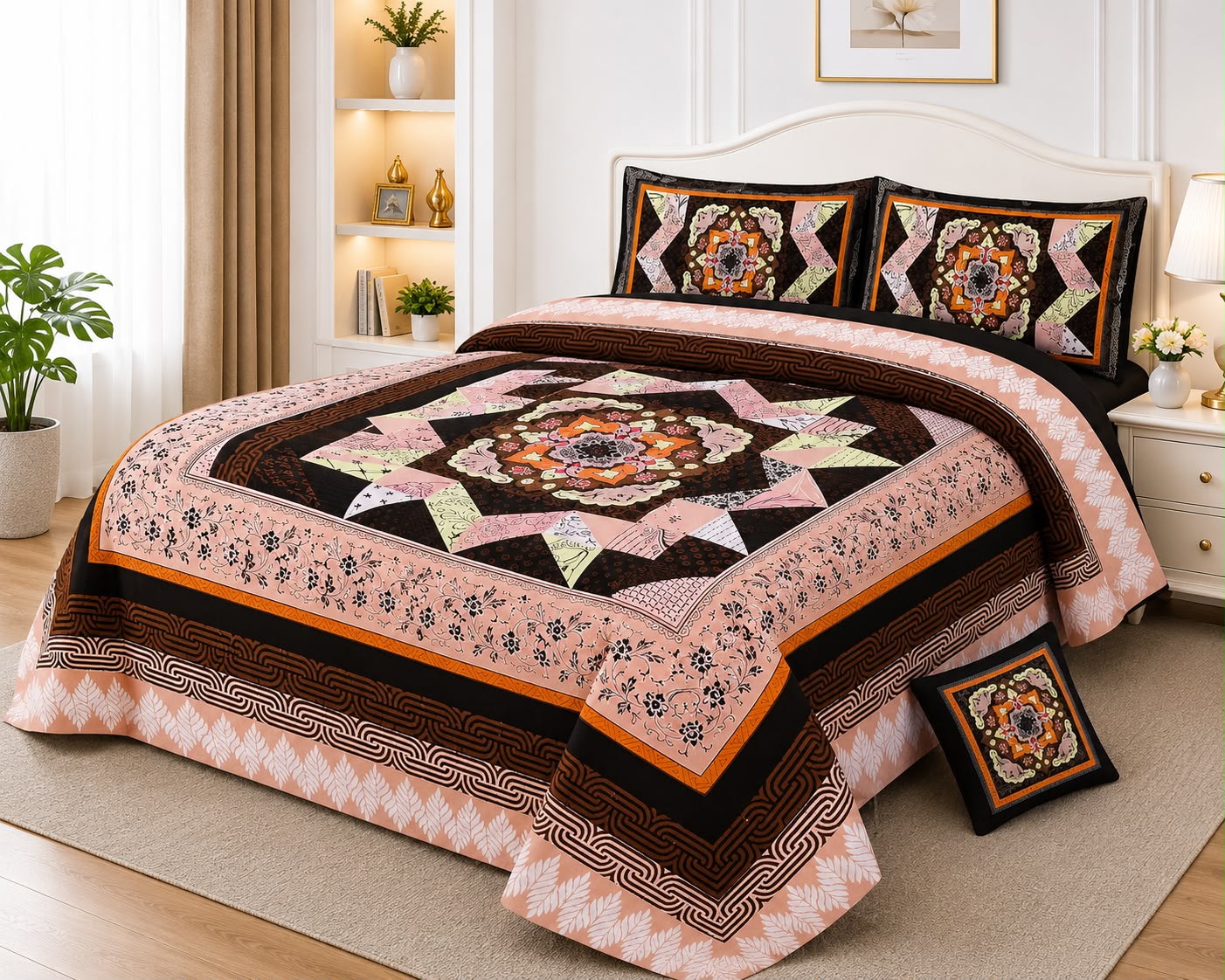 Blush Mosaic Printed Bedsheet Set