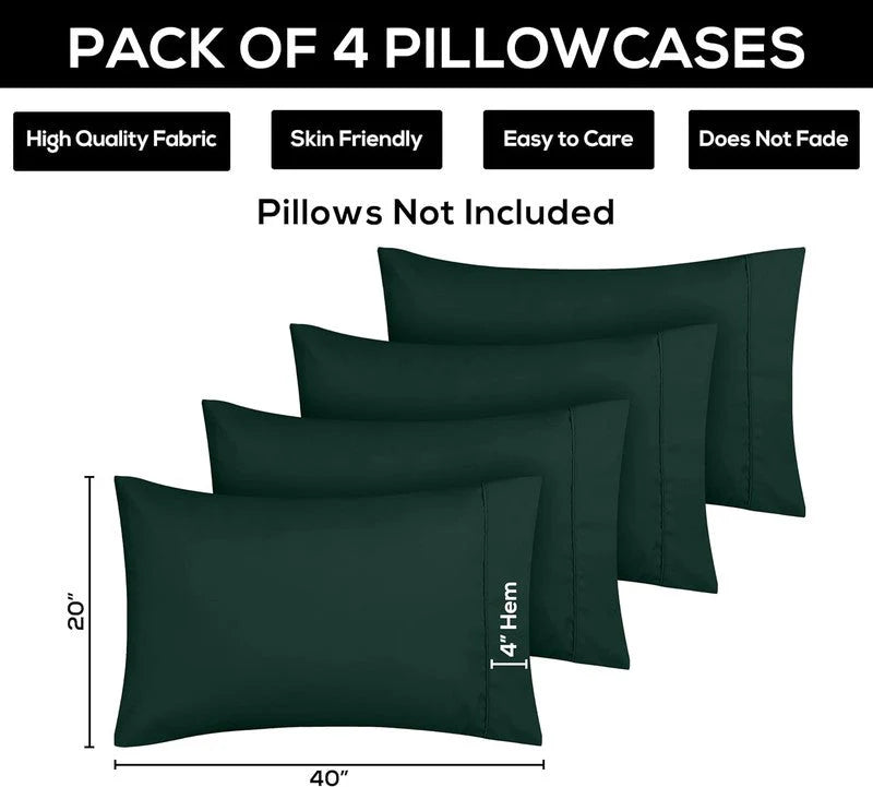 Ferrera Castleton Green Pillow Case-Pack of 4