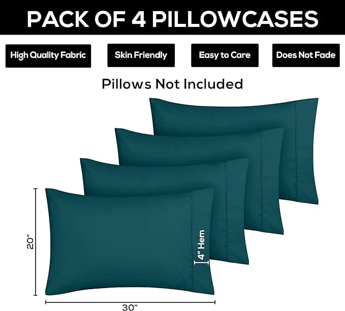 Ferrera Teal Pillow Case-Pack of 4